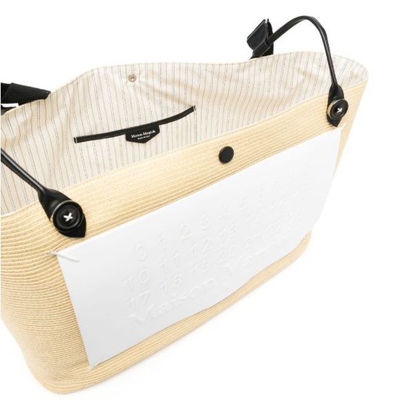 Maison Margiela embossed logo-patch raffia tote Beach Bag! Brand New w tags! - Picture 12 of 14